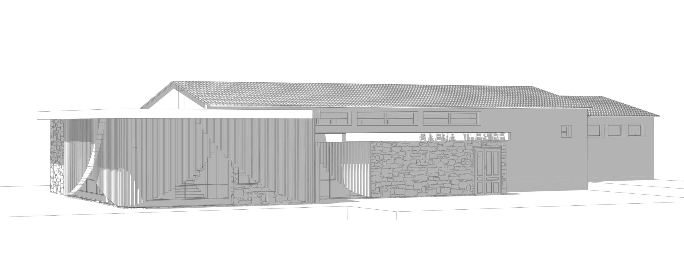 Exterior view, Teatru project in Marignana